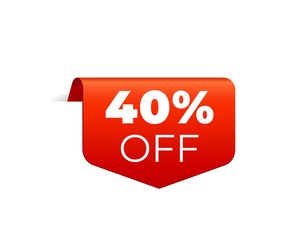 Red Vector Banner Ribbon on white background, top bookmark.