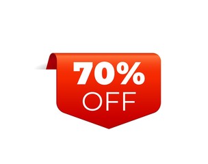 Red Vector Banner Ribbon on white background, top bookmark.