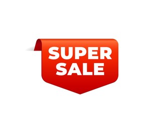 Red Vector Banner Ribbon on white background, top bookmark.