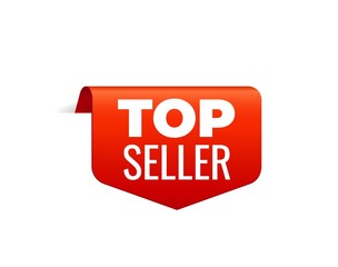 Red Vector Banner Ribbon on white background, top bookmark.