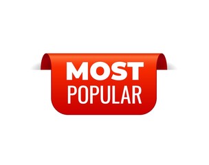 Red Vector Banner Ribbon on white background, top bookmark. © Sergey Kolesov