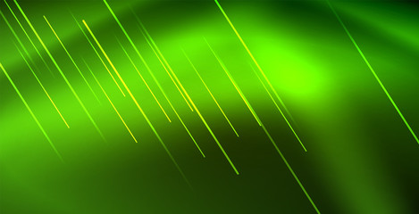 Neon glowing wave, magic energy and light motion background