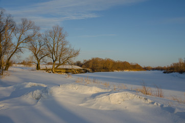 panorama of the winter landscape in central siberia