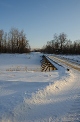 the bridge over the frozen river