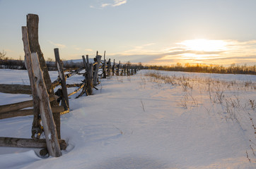 Sunset in winter