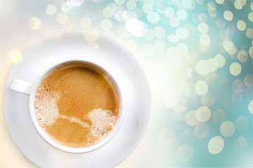 Black coffee in white cup isolated on  background
