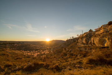 Mountains around Morella in els ports during sunset