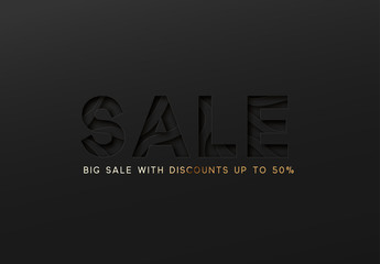 Sale black background. Clearance, discount, vector tag.