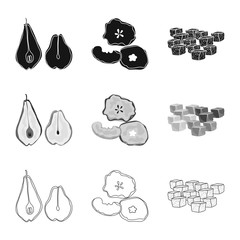 Vector design of food  and raw  symbol. Set of food  and nature   vector icon for stock.