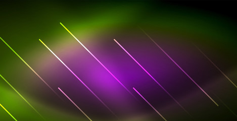 Neon glowing wave, magic energy and light motion background