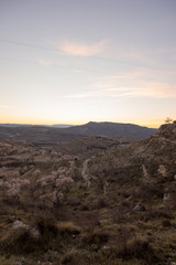 Mountains around Morella in the maestrazgo during sunset
