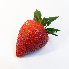 Juicy strawberries on white isolated background
