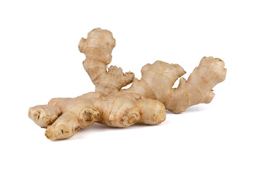 Fresh Ginger roots isolated on white background.