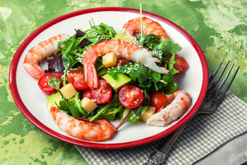 Spring salad with seafood