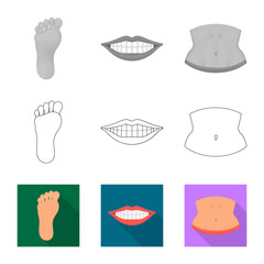 Isolated object of body and part logo. Set of body and anatomy vector icon for stock.