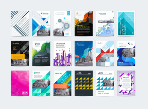Business vector set. Brochure template layout, cover design annual report, magazine, flyer in A4. Abstract - Vector