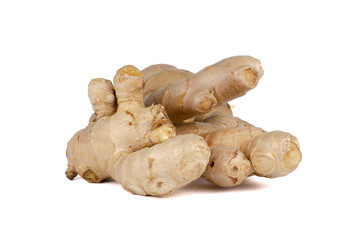 Fresh Ginger roots isolated on white background.