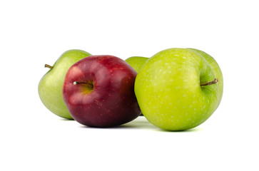 Set of fresh apples isolated on white background.