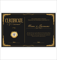 Certificate or diploma retro vintage template 