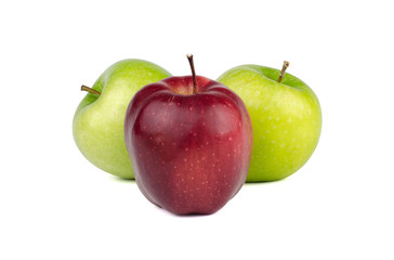 Set of fresh apples isolated on white background.
