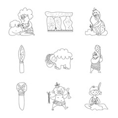 Vector design of primitive  and archeology icon. Collection of primitive  and history  stock vector illustration.