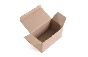 Cardboard box with flip open lid, lid open