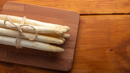 Freshly harvested asparagus top view