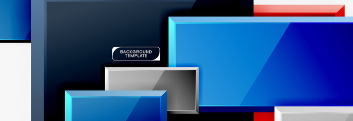 Fototapeta premium Geometrical design squares abstract banner, glossy shiny effects
