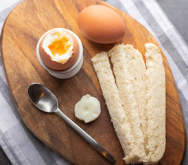 boiled egg for breakfast with white bread