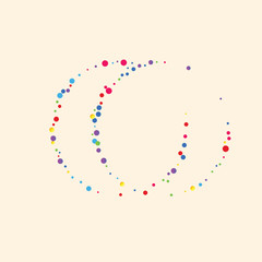 Festive background with multicolored confetti. Yellow, pink, blue circles but against a white background. Flying confetti.