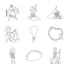 Vector design of primitive  and archeology icon. Set of primitive  and history  stock symbol for web.