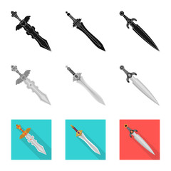 Isolated object of game  and armor  icon. Set of game  and blade  stock vector illustration.