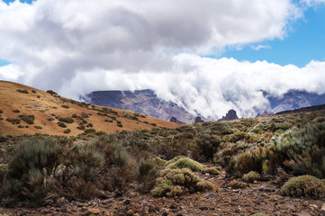 Heavy clouds at  National Park Teide volcano