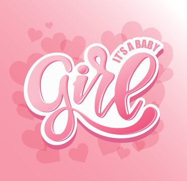 It's a baby  - cute lettering label banner - girl boy