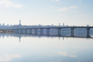 Obraz premium Mother Motherland, Paton bridge, Kiev