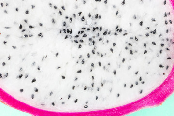 Dragon fruit or pitahaya close up. Macro photo of an exotic fruit suitable as background.
