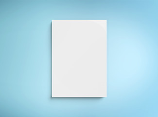 Blank hardcover book mockup on blue 3D rendering
