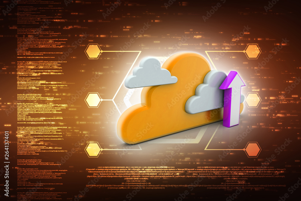 Poster 3d illustration cloud with uploading downloading arrow