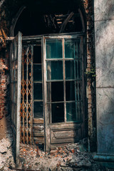 Antique doors in an abandoned house