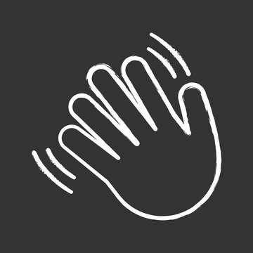 Waving Hand Gesture Emoji Chalk Icon