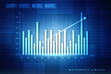 2d rendering Stock market online business concept. business Graph 