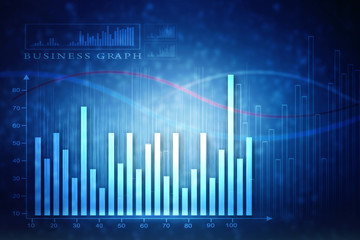 2d rendering Stock market online business concept. business Graph 