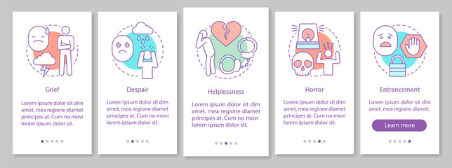 Depression onboarding mobile app page screen vector template