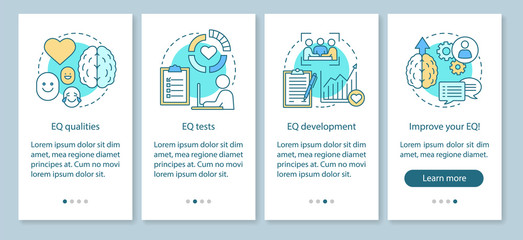 EQ qualities onboarding mobile app page screen vector template