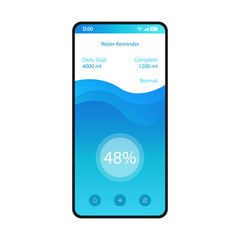 Water reminder app smartphone interface vector template - obrazy, fototapety, plakaty