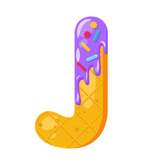 Donut cartoon J letter vector illustration