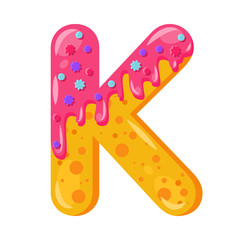 Donut cartoon K letter vector illustration