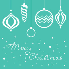 Naklejka premium Christmas tree toys pattern with handwritten lettering merry christmas