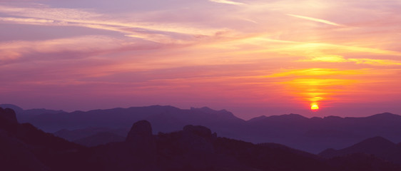 Mountains on sunset