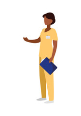 black female medicine worker with uniform character